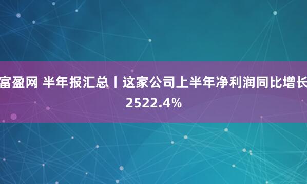 富盈网 半年报汇总丨这家公司上半年净利润同比增长2522.4%